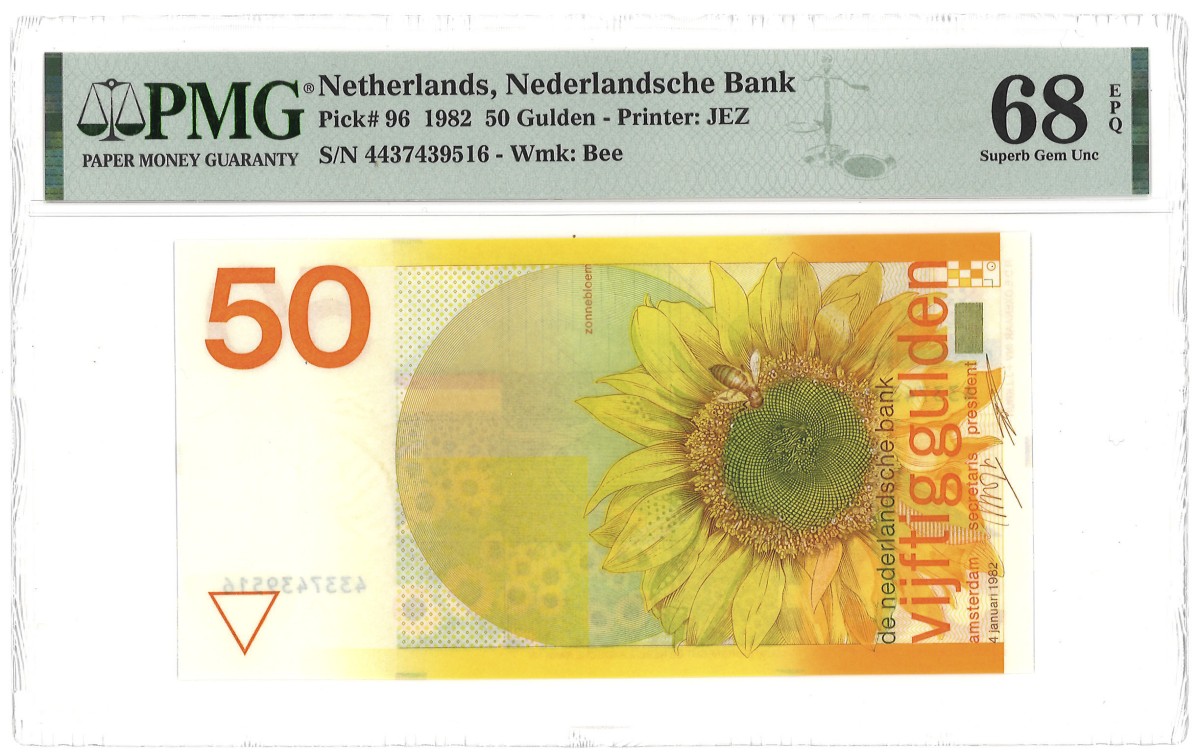 Nederland. 50 Gulden. Bankbiljet. Type 1982. - PMG 68EPQ