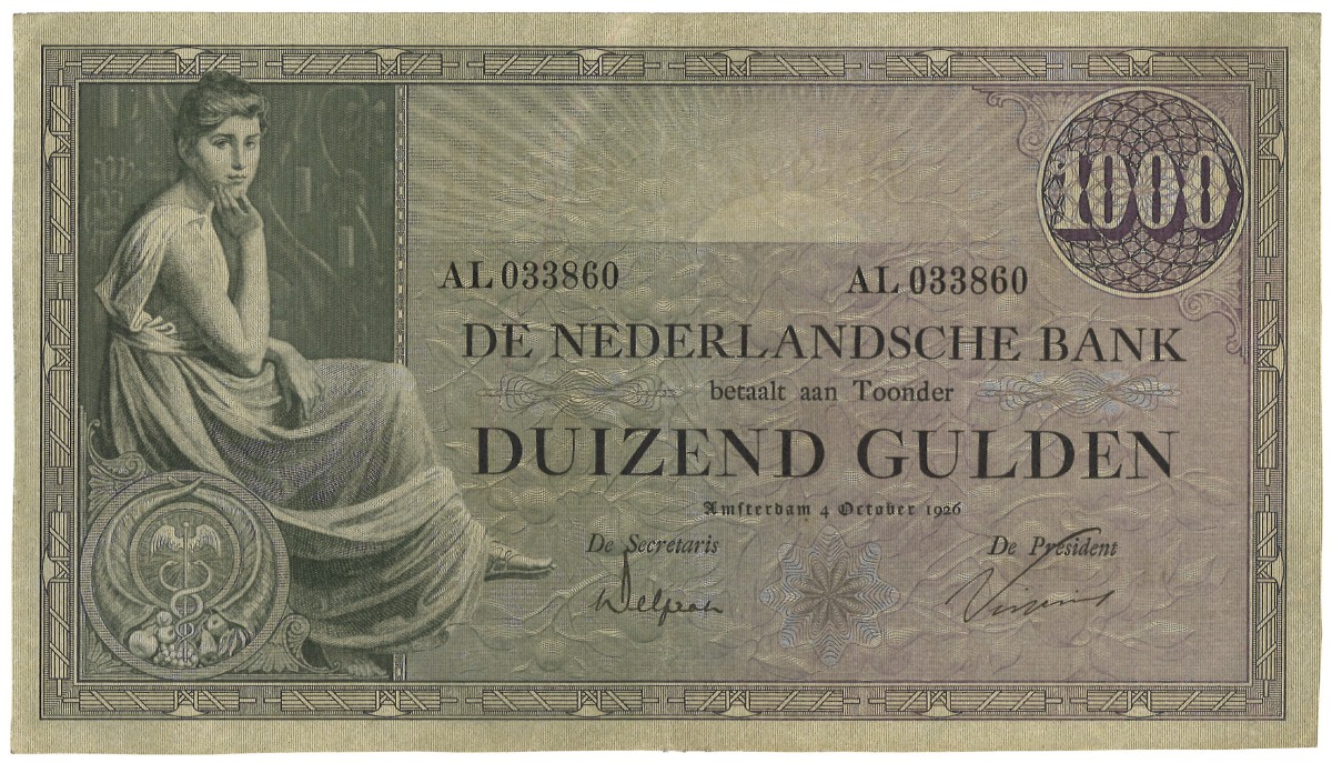 Nederland. 1000 Gulden. Bankbiljet. Type 1926. Type Grietje Seel. - Zeer Fraai.