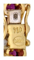No Reserve - 14K Bicolour gouden tennisarmband met natuurlijke robijn en diamant.