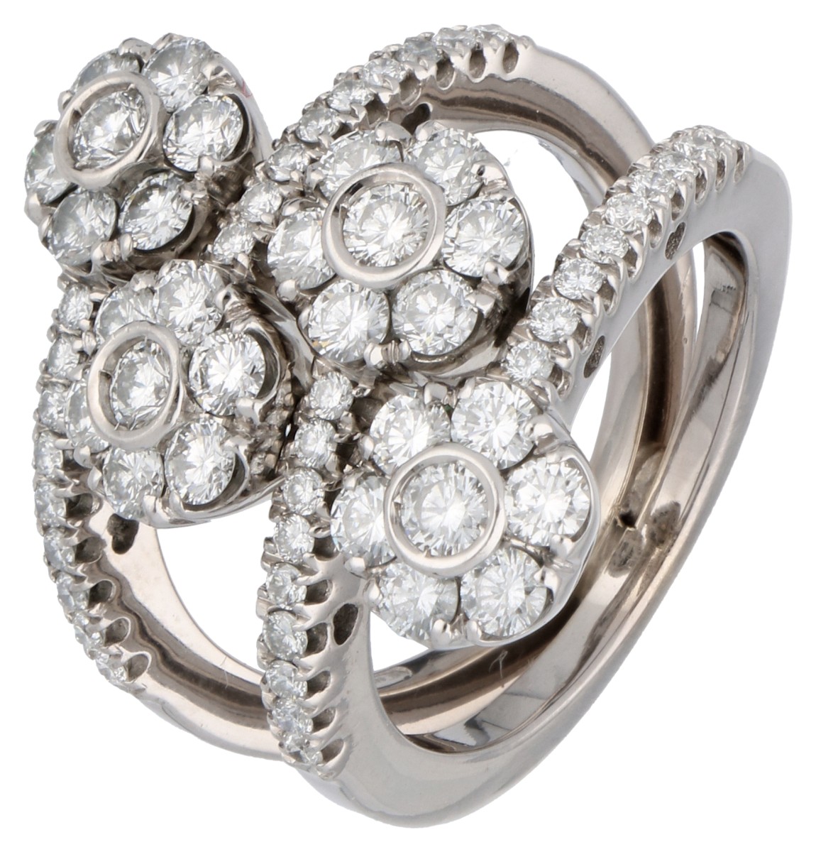 No Reserve - Pasquale Bruni 18K witgouden 'Figlia Dei Fiori' twist ring bezet met ca. 0.92 ct. diamant.