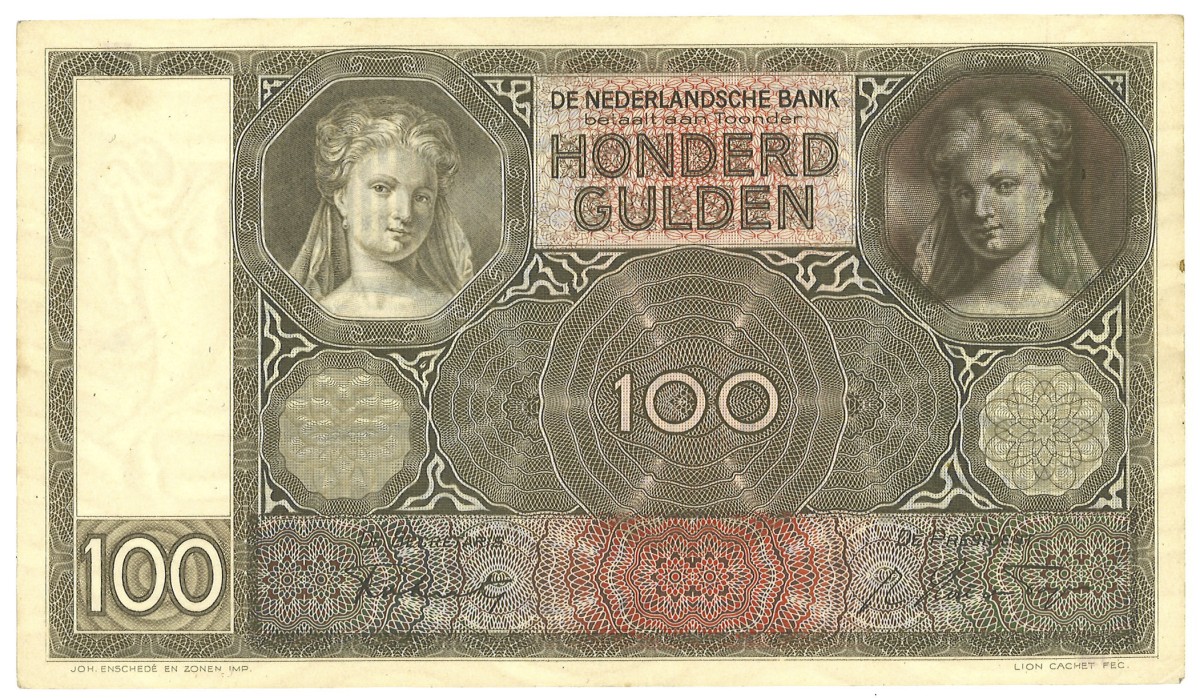 Nederland. 100 Gulden. Bankbiljet. Type 1944. - Prachtig.