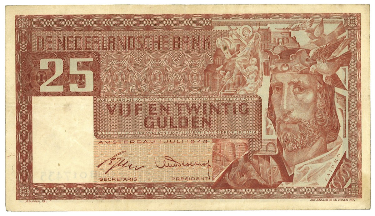 Nederland. 25 Gulden. Bankbiljet. Type 1949. - Zeer Fraai +.