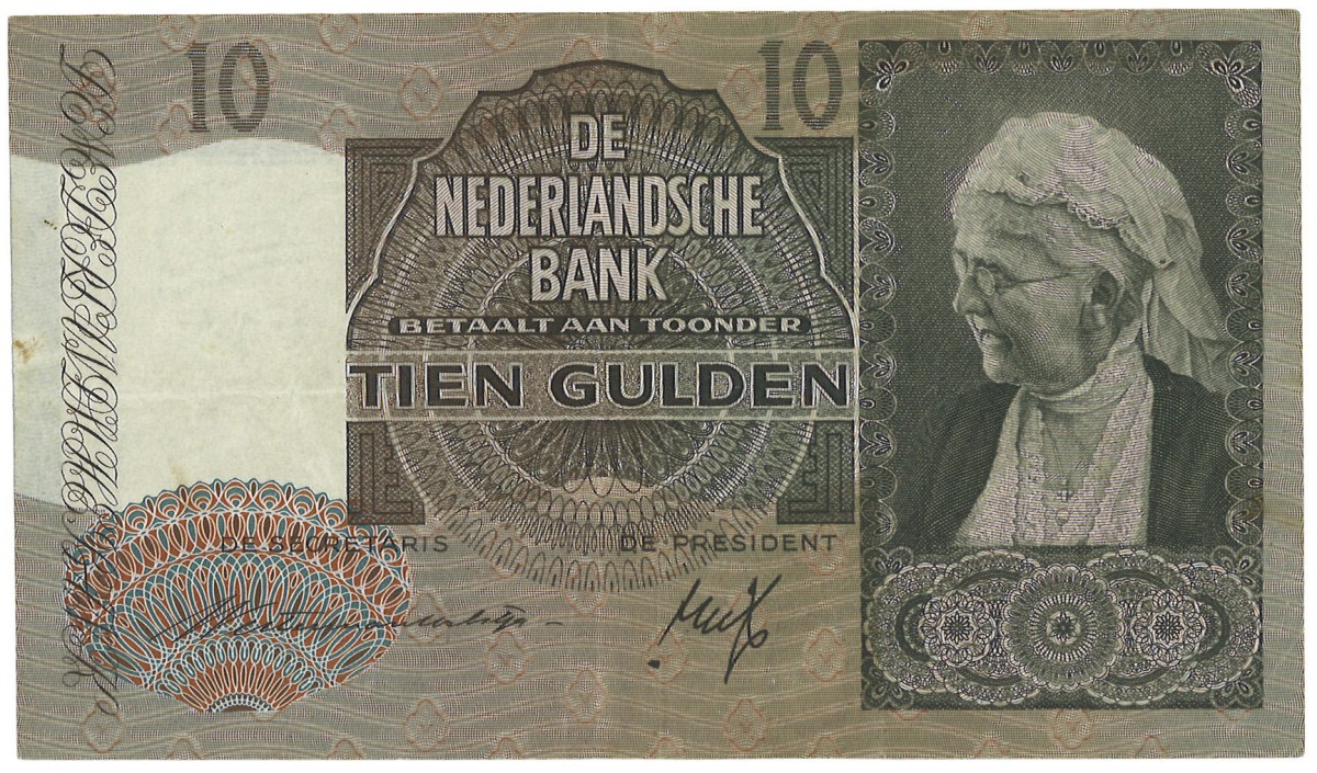 Nederland. 10 Gulden. Bankbiljet. Type 1940. - Zeer Fraai.