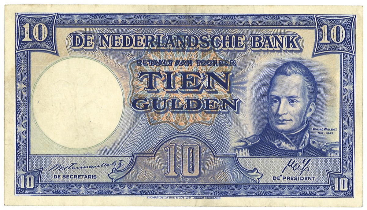 Nederland. 10 Gulden. Bankbiljet. Type 1945. - Zeer Fraai +.