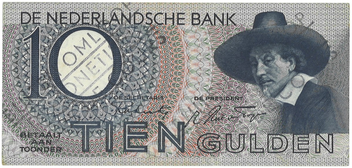 Nederland. 10 Gulden. Bankbiljet. Type 1944. - Prachtig.