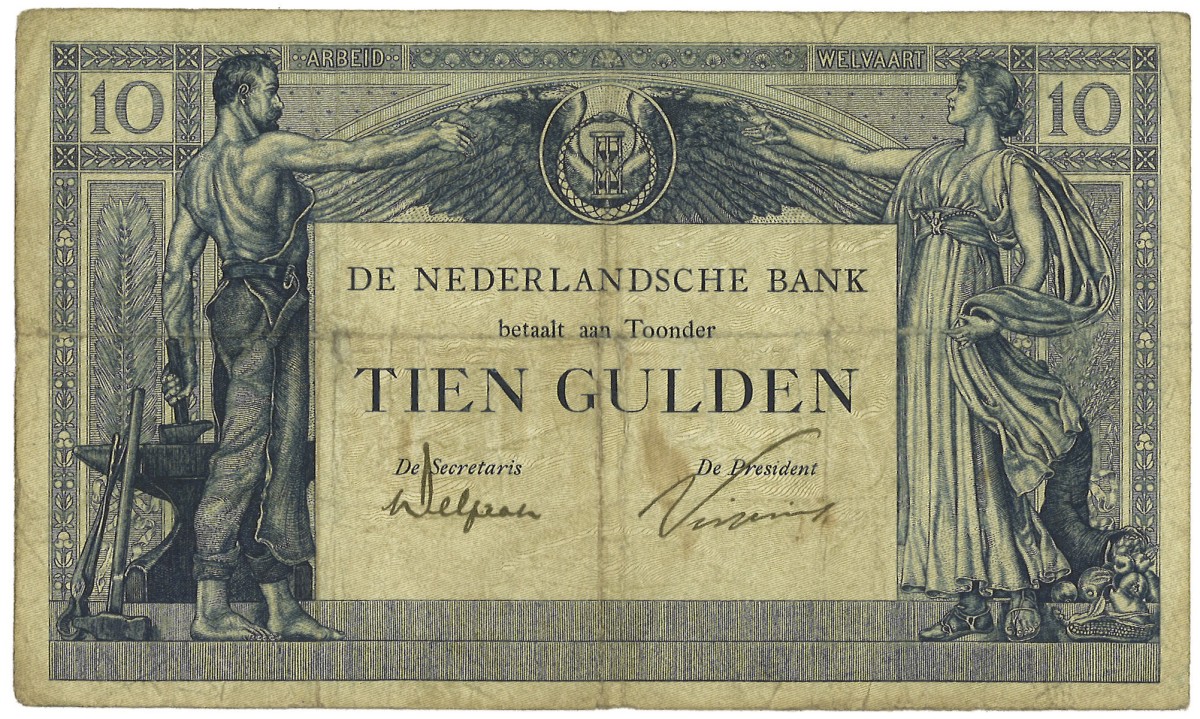 Nederland. 10 Gulden. Bankbiljet. Type 1922. - Zeer Fraai -.