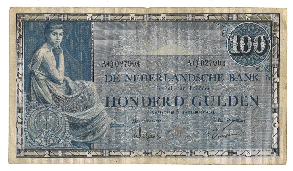 Nederland. 100 Gulden. Bankbiljet. Type 1924. Type Grietje Seel. - Zeer Fraai.