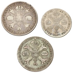 Lot (3) Kronenthaler, ½ Kronenthaler. Brabant. Leopold II. 1784/88/91. F / VF.