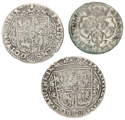 Poland. Sigismund III & Johann Casimir. Lot (3) 1/4 Thaler & 6 Groschen. 1622, 1624 & 1667. F - VF.