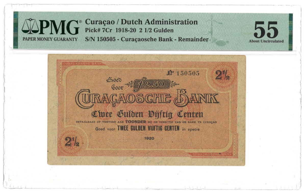 Curaçao. 2,5 Gulden. Banknote. Type 1920. - PMG 55