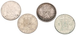 Lot (4) 1 Gulden. Wihelmina. 1897 - 1907/11/31. Zeer Fraai.