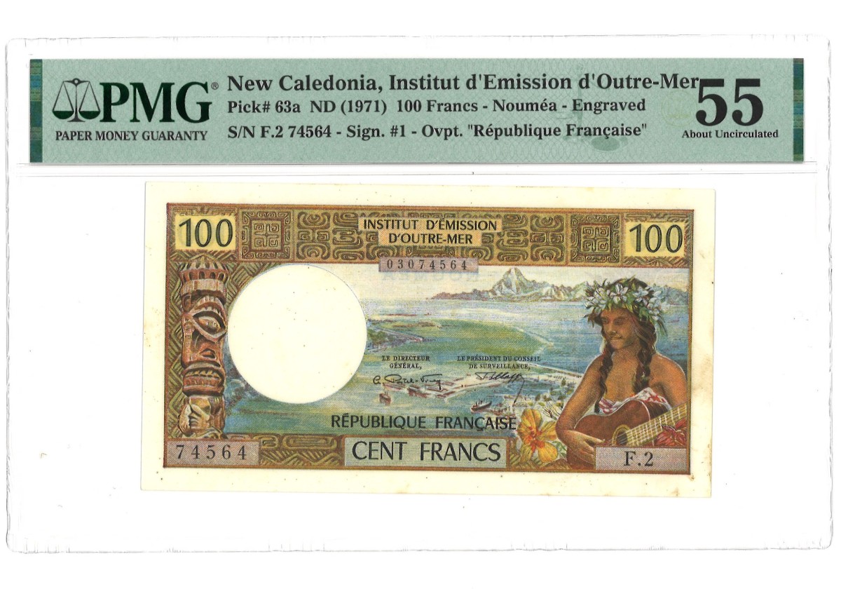 New Caladonia. 100 Francs. Banknote. Type 1971. - PMG 55