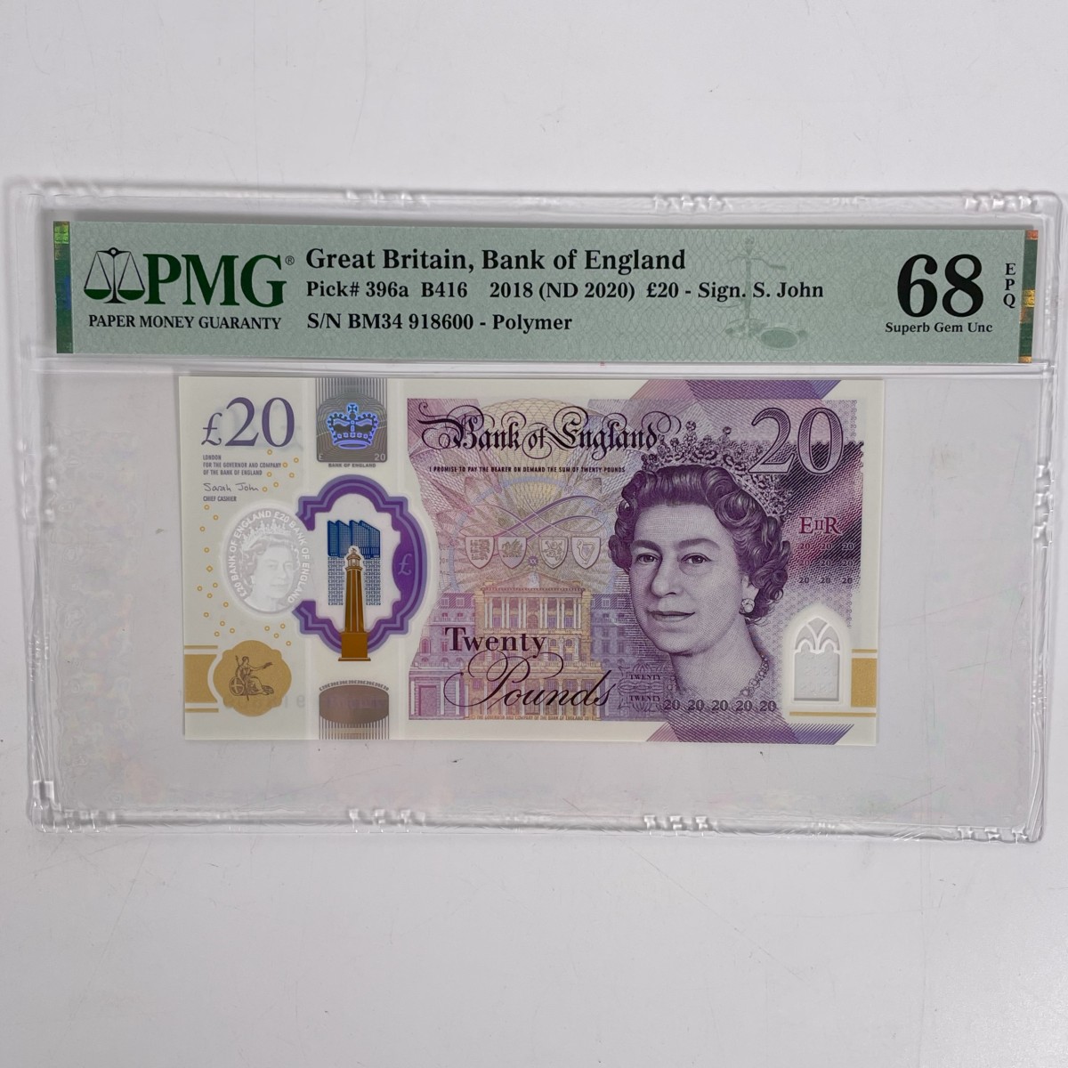 Great Britain. 20 Pounds. Banknote. Type 2018. - PMG 68EPQ