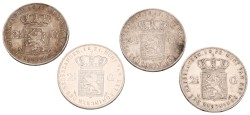 Lot (4) 2½ Gulden. Willem III. 1868/69/71/72. Zeer Fraai.