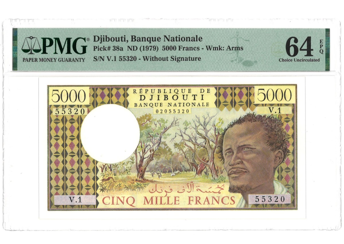 Djibouti. 5000 Francs. Banknotes. Type 1979 - PMG 64EPQ