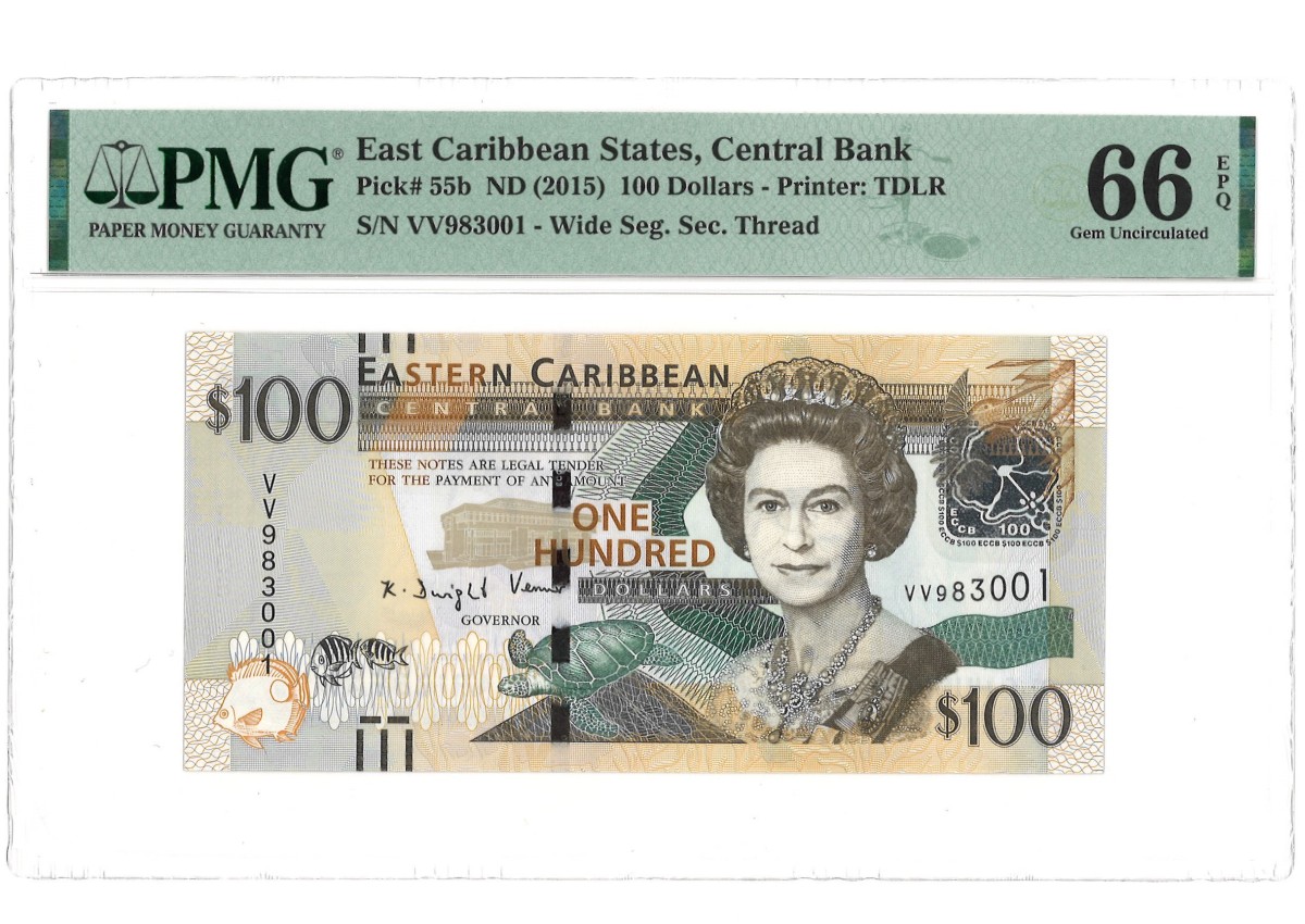 East Caribbean States. 100 Dollars. Banknote. Type 2015 - PMG 66EPQ