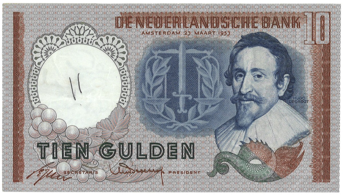 Nederland. 10 Gulden. Bankbiljet. Type 1953. - Zeer Fraai.