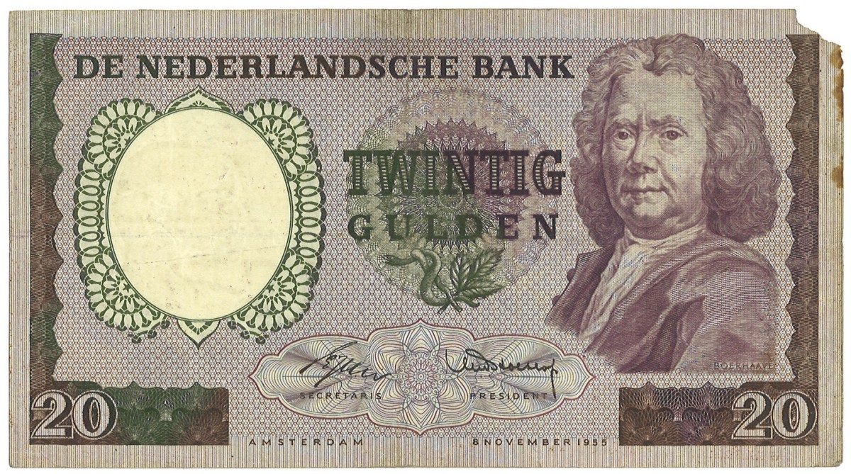 Nederland. 20 Gulden. Bankbiljet. Type 1955. - Zeer Fraai -.