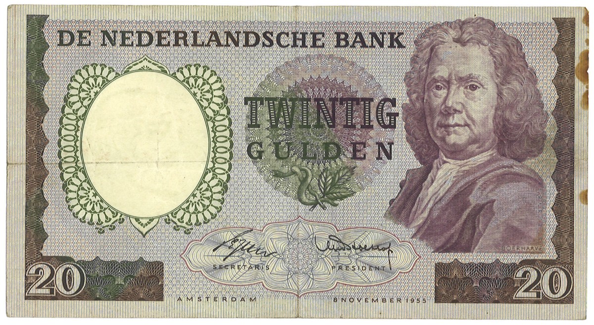 Nederland. 20 Gulden. Bankbiljet. Type 1955. - Zeer Fraai -.