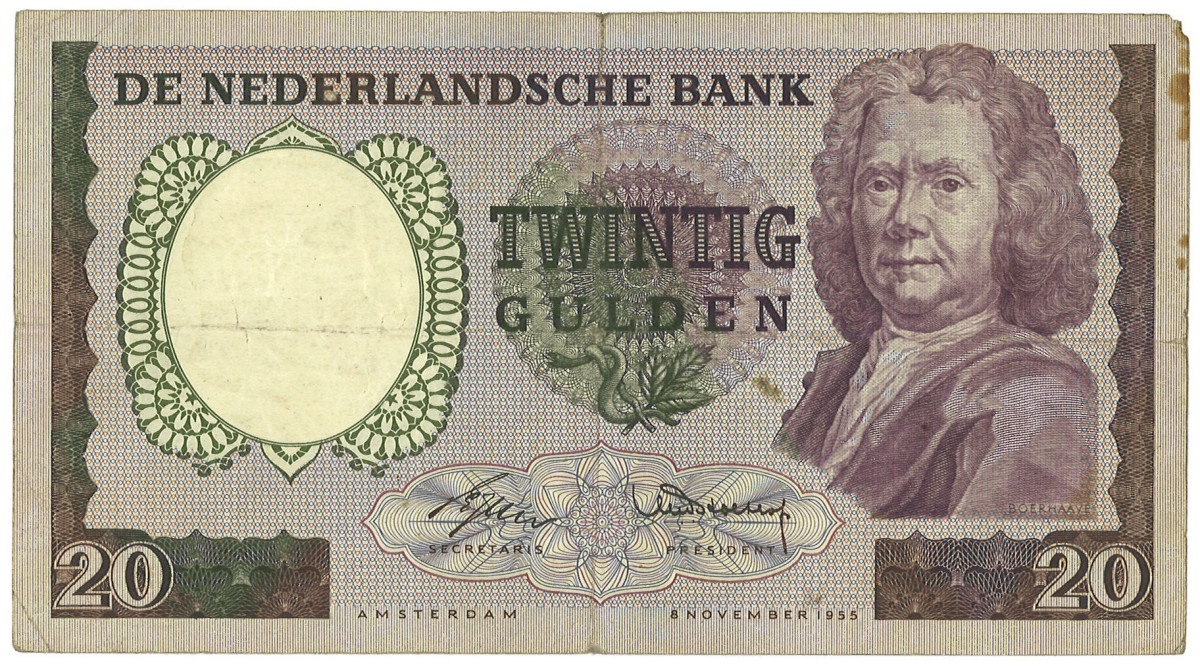 Nederland. 20 Gulden. Bankbiljet. Type 1955. - Zeer Fraai -