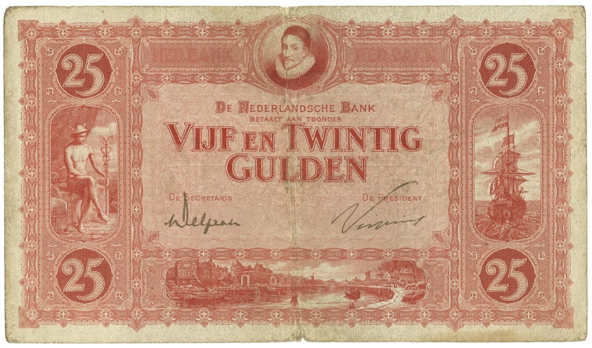 Nederland. 25 Gulden. Bankbiljet. Type 1921. - Zeer Fraai -