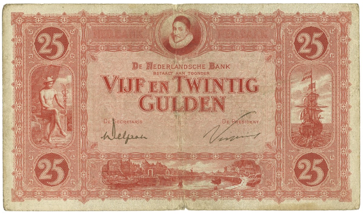 Nederland. 25 Gulden. Bankbiljet. Type 1921. - Zeer Fraai -