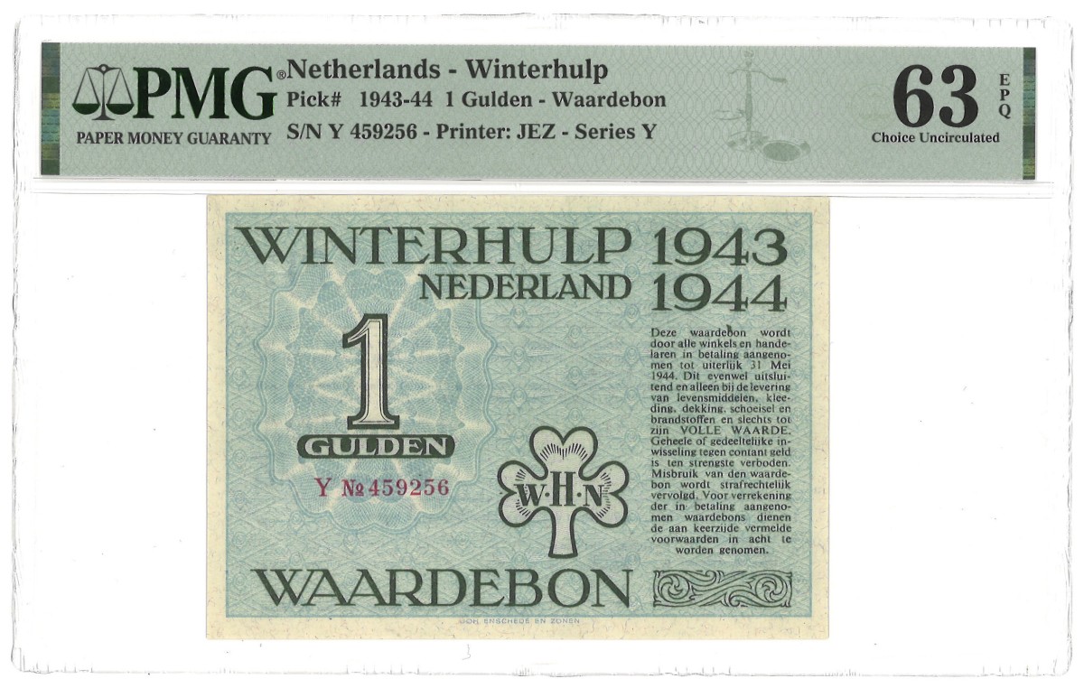 Nederland. 1 Gulden. Winterhulp. Type 1943-1944. - PMG 63EPQ