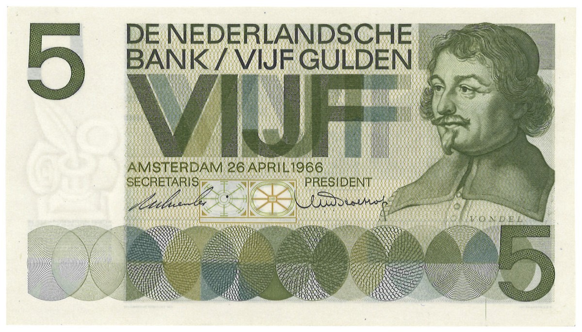 Nederland. 5 Gulden. Bankbiljet. Type 1966. - UNC -