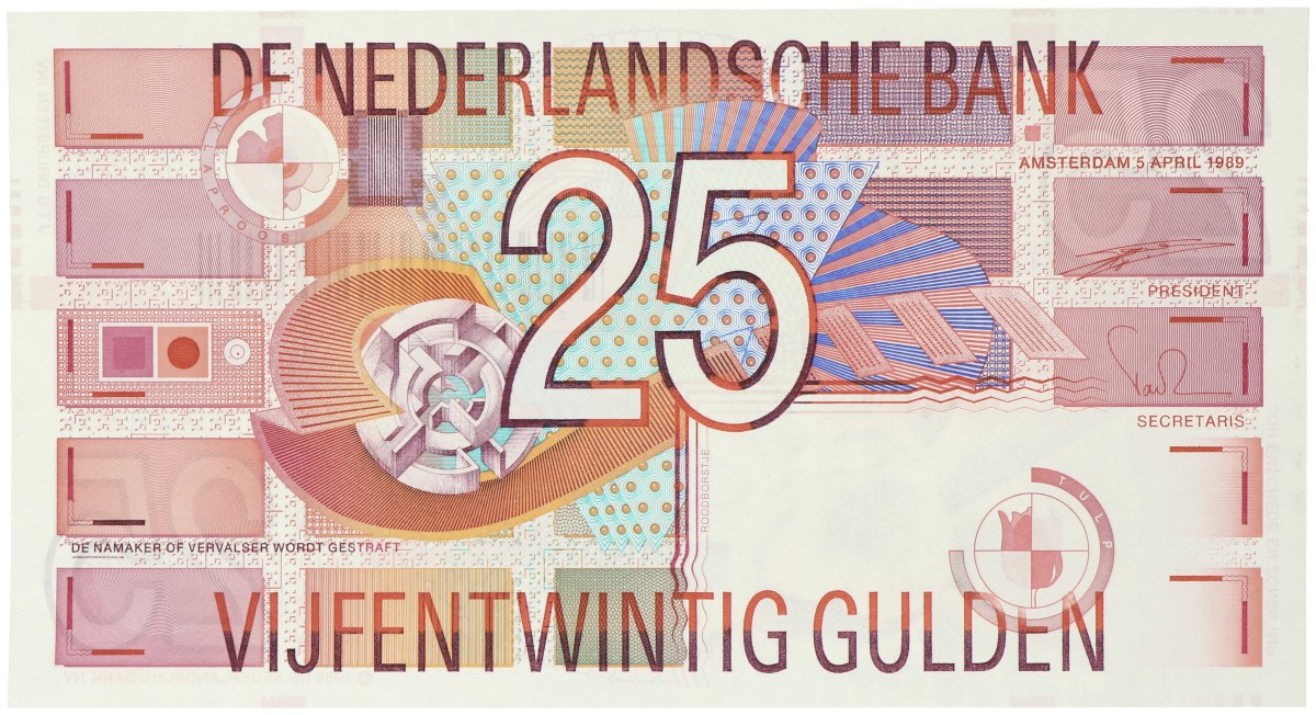 Nederland. 25 Gulden. Bankbiljet. Type 1989. - UNC -