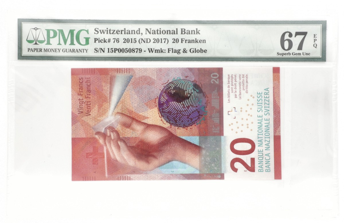 Switserland. 20 Francs. Banknote. Type 2015. - PMG 67EPQ