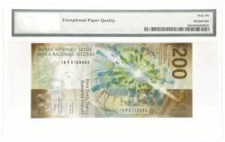 Switserland. 200 Francs. Banknote. Type 2016. - PMG 66EPQ