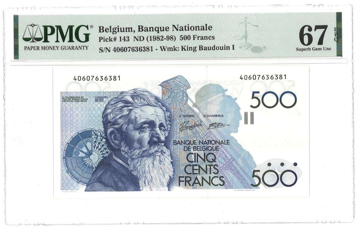 Belgium. 500 Francs. Banknote. Type ND. - PMG 67EPQ