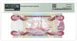 Bahamas. 3 Dollars. Banknote. Type 1974. - PMG 67EPQ