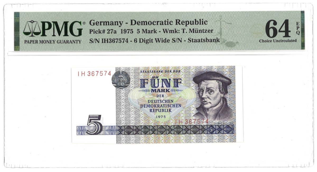 Germany. 5 Mark. Banknote. Type 1975. - PMG 64EPQ