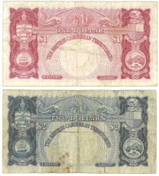 The British Caribbean Territories Eastern Group. lot 2 banknotes. Banknote. Type 1957/1964. - Fine.