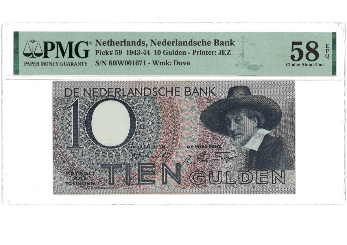 Nederland. 10 Gulden. Bankbiljet. Type 1944 - PMG 58EPQ