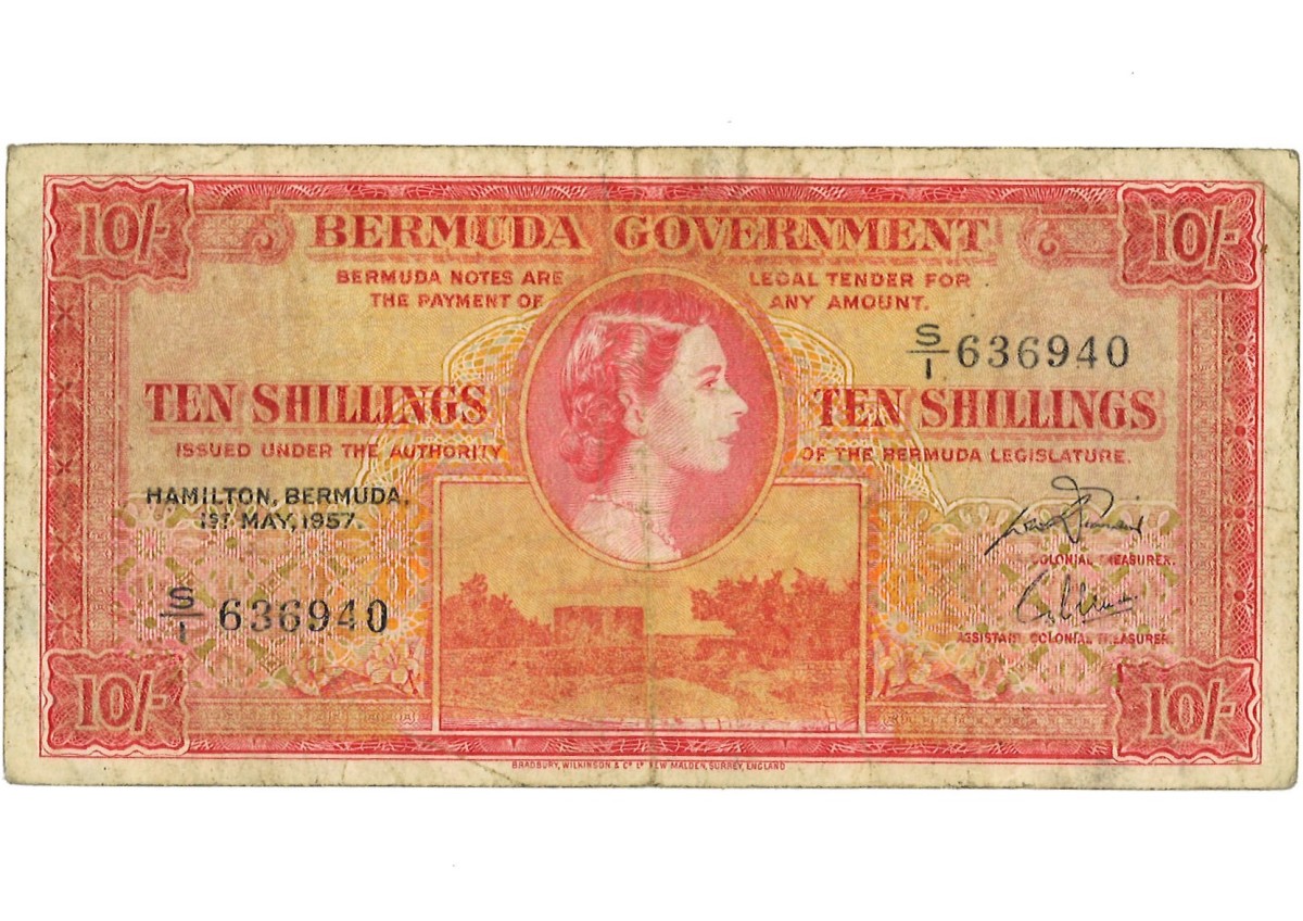 Bermuda. 10 schillings. Bankbote. Type 1957. - Very fine.