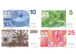 Nederland. lot 4 bankbiljetten. Bankbiljet. Type 1968/1973. - Prachtig.