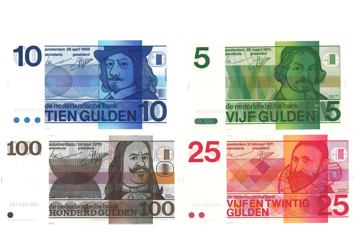 Nederland. lot 4 bankbiljetten. Bankbiljet. Type 1968/1973. - Prachtig.