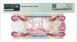 Bahamas. 3 Dollar. Banknote. Type 1974. - PMG 67EPQ