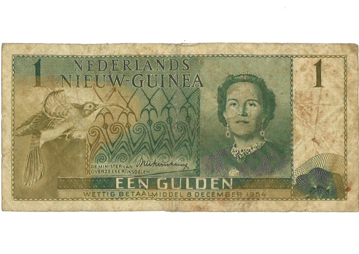 Nederlands Nieuw-Guinea. 1 Gulden. Bankbiljet. Type 1954. - Fraai.