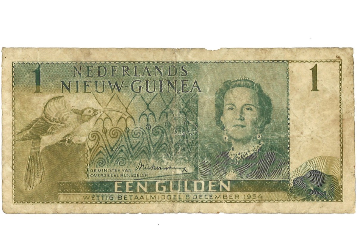 Nederlands Nieuw-Guinea. 1 Gulden. Bankbiljet. Type 1954. - Fraai.