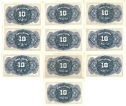 Spain. Lot 10 Banknotes. Banknote. Type 1935. - About UNC.