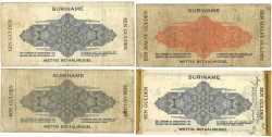 Suriname. Lot 4 Bankbiljet. Zilverbon. Type 1942. - Fine.