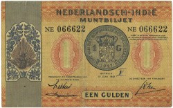 Netherlands-Indies. 1 Gulden. Banknote. Type 1940. - Very fine.