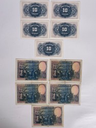 Spain. Lot 10 Banknotes. Banknote. Type 1928/1938. - Very fine – UNC.