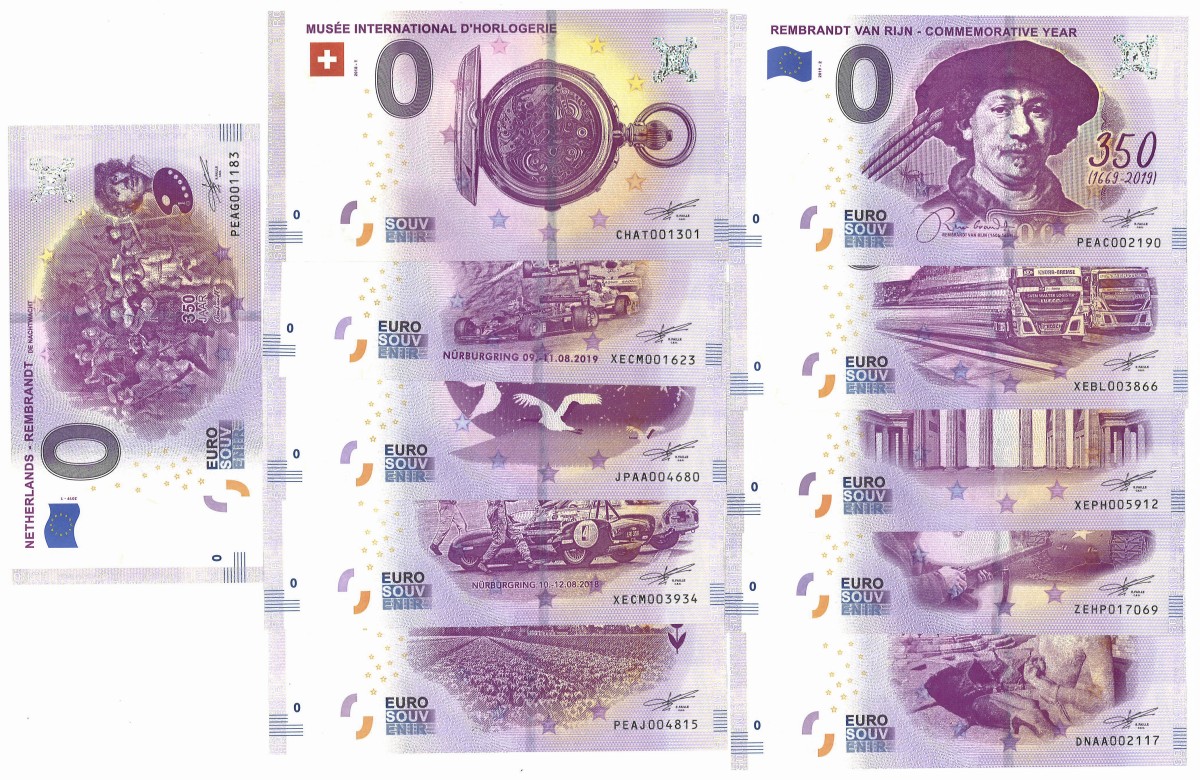 Europe. Lot 11 Banknotes. Souvernir Banknote. Type 2018/2019. - UNC.