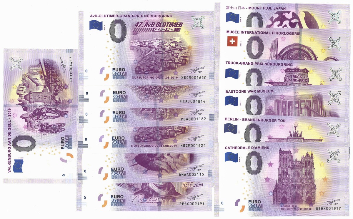 Europe. Lot 13 Banknote. Souvenir banknote. Type 2019/2018. - UNC.