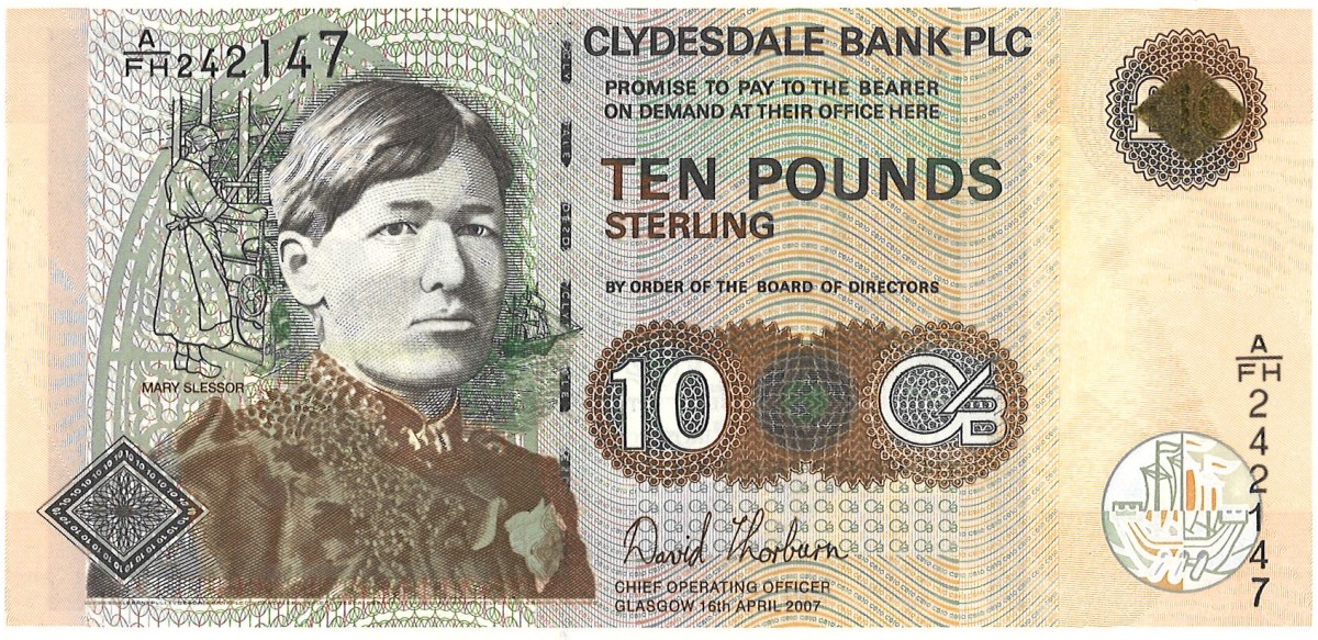 Scotland. 10 Pounds. Banknote. Type 2007. - UNC.