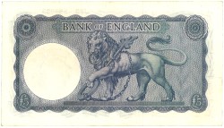 England. 5 Pounds. Banknote. Type ND. - Extremely fine.